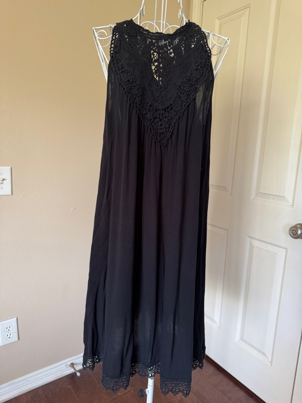Xhilaration Black Crochet Yoke Sleeveless Dress
